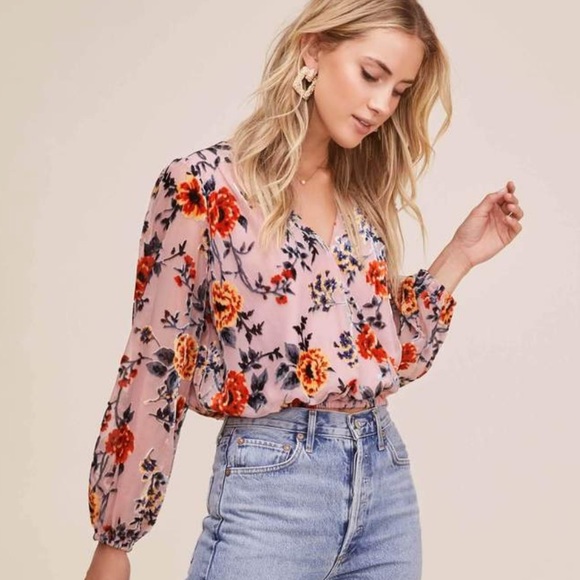 Astr Tops - ASTR Lourdes Floral Burnout Top